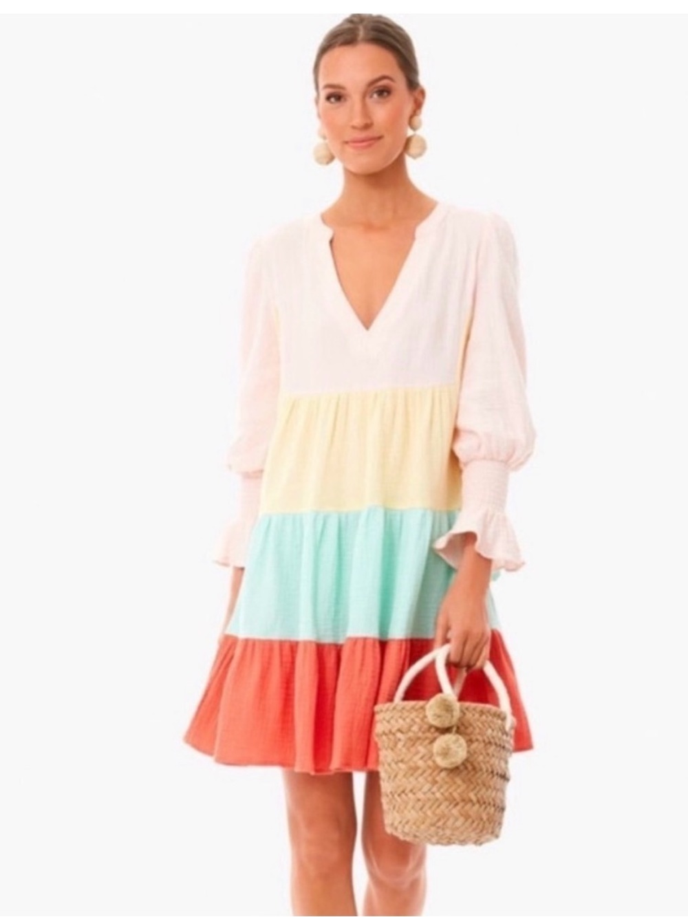 Pomander Place Tuckernuck Sorbet Colorblock Lightweight Gauze Tiered Kenzo Dress